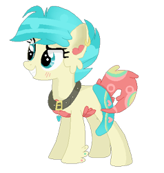 Size: 400x420 | Tagged: safe, artist:neonmare, oc, oc only, earth pony, pony, augmented tail, collar, piercing, solo