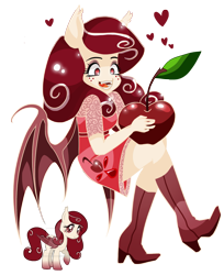 Size: 1927x2362 | Tagged: safe, artist:clarichi, oc, oc only, oc:cherri crimzon, anthro, bat pony, ambiguous facial structure, anthro ponidox, heart, heart eyes, solo, wingding eyes