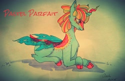 Size: 3326x2160 | Tagged: safe, artist:clarichi, oc, oc only, oc:pastel parfait, original species, solo