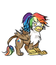 Size: 284x330 | Tagged: safe, artist:pandamoniyum, oc, oc only, oc:rainbow feather, interspecies offspring, magical lesbian spawn, offspring, parent:gilda, parent:rainbow dash, parents:gildash, smirk, solo