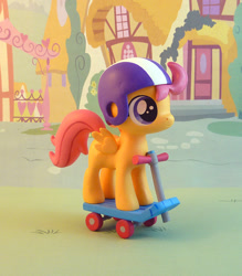 Size: 684x780 | Tagged: safe, artist:krowzivitch, scootaloo, custom, figurine, helmet, scooter, sculpture, solo, toy