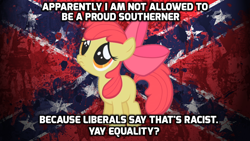 Size: 1024x576 | Tagged: safe, apple bloom, comments locked on derpi, confederate, confederate flag, drama bait, flag, reaction image, yay equality