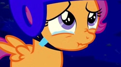 Size: 640x354 | Tagged: safe, screencap, scootaloo, sleepless in ponyville, adorable face, crying, cute, cutealoo, daaaaaaaaaaaw, sad, solo, teary eyes