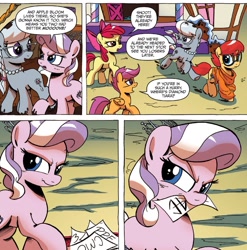 Size: 1397x1413 | Tagged: safe, idw, apple bloom, diamond tiara, scootaloo, silver spoon, spoiler:comic, spoiler:comicff16, prancy drew