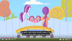 Size: 854x480 | Tagged: safe, screencap, cheerilee, cheerilee (g3), scootaloo, scootaloo (g3), sweetie belle, sweetie belle (g3), g3.5, twinkle wish adventure, meme, trampoline, youtube caption