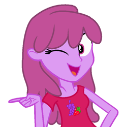 Size: 678x690 | Tagged: safe, artist:berrypunchrules, berry punch, berryshine, equestria girls, equestria girls-ified, solo, wink