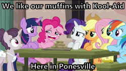 Size: 1920x1080 | Tagged: safe, screencap, the cutie map, crossover, cult, image macro, jonestown, jonesville, kool-aid, meme, muffin, muffin top