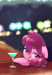 Size: 780x1125 | Tagged: safe, artist:30clock, berry punch, berryshine, cocktail, drunk, licking, licking lips, solo, tongue out