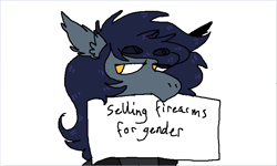 Size: 767x459 | Tagged: safe, artist:limitedcolour, oc, oc only, oc:midnight warden, bat pony, pony, ear fluff, frown, inside joke, looking away, mouth hold, rule 63, solo