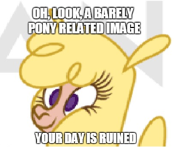 Size: 406x343 | Tagged: safe, paprika paca, alpaca, them's fightin' herds, barely pony related, community related, image macro, meme, reaction image, your day is ruined