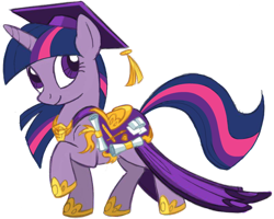 Size: 802x643 | Tagged: safe, artist:lauren faust, twilight sparkle, 4chan, clothes, dress, graduation, graduation cap, hat, leak, raised hoof, saddle, scholar, smiling, solo, true form, what could have been