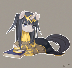 Size: 949x892 | Tagged: safe, artist:wtcolor, book, fire emblem, fire emblem: awakening, ponified, solo, tharja