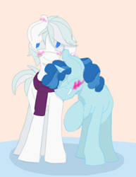 Size: 1768x2294 | Tagged: safe, artist:frostyb, double diamond, party favor, season 5, the cutie map, blushing, clothes, gay, male, mousedrawing, nuzzling, partydiamond, scarf, shipping