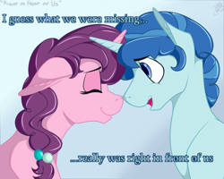 Size: 1024x819 | Tagged: safe, artist:tlatophat, party favor, sugar belle, pony, unicorn, the cutie map, blue background, eyes closed, female, floppy ears, male, mare, nuzzling, partybelle, shipping, simple background, stallion, straight