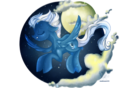 Size: 2400x1700 | Tagged: safe, artist:downpourpony, night glider, the cutie map, cloud, cloudy, flying, moon, night, simple background, solo, transparent background