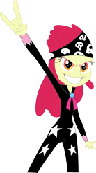 Size: 1004x1816 | Tagged: safe, artist:sketchmcreations, apple bloom, equestria girls, rainbow rocks, bandana, clothes, devil horn (gesture), inkscape, show stopper outfits, simple background, solo, transparent background, vector