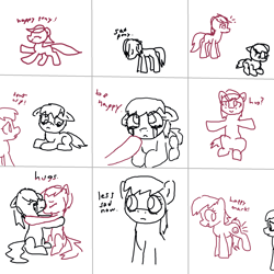 Size: 2000x2000 | Tagged: safe, comic, crying, cutie mark, depression, happy, hug, sad