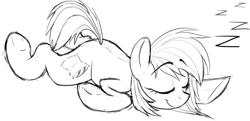 Size: 1715x827 | Tagged: safe, artist:january3rd, oc, oc only, earth pony, pony, monochrome, sleeping, solo, zzz