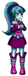 Size: 1500x4092 | Tagged: safe, artist:gabbslines, sonata dusk, equestria girls, absurd resolution, boots, clothes, jewelry, microphone, necklace, pendant, ponytail, skirt, solo