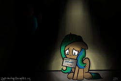 Size: 1524x1024 | Tagged: safe, artist:zacproductions, oc, oc only, oc:glimmering springs, balloon, dark, depressing, happy birthday, mother, sad