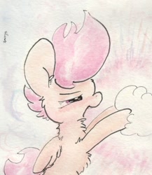 Size: 686x790 | Tagged: safe, artist:slightlyshade, scootaloo, cloud, solo, traditional art