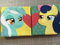 Size: 960x720 | Tagged: safe, artist:gopherfrog, bon bon, lyra heartstrings, sweetie drops, canvas, craft, female, heart, lesbian, lyrabon, papercraft, shipping