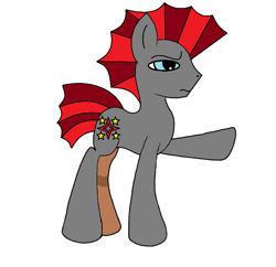 Size: 908x879 | Tagged: safe, artist:blaze firehoof, oc, oc only, oc:star wonder, original species, flagmane, head fin, solo, tail fin