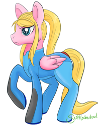 Size: 1113x1429 | Tagged: safe, artist:skittledeedoo, metroid, nintendo, ponified, samus aran, solo, zero suit