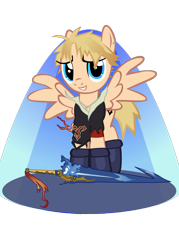Size: 750x1050 | Tagged: safe, artist:pony volcano pizza, final fantasy, final fantasy x, ponified, simple background, solo, sword, tidus, transparent background, vector, video game