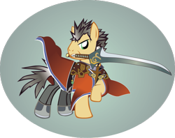 Size: 717x569 | Tagged: safe, artist:pony volcano pizza, auron, final fantasy, final fantasy x, ponified, simple background, solo, sword, transparent background, vector, video game