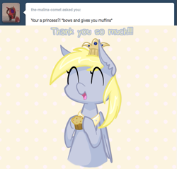 Size: 575x550 | Tagged: safe, artist:nyanpegasus, alicorn, pony, ask, ask princess derpy, muffin, tumblr