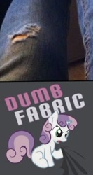 Size: 256x481 | Tagged: safe, artist:thunderring, sweetie belle, oc, clothes, dumb fabric, irl, jeans, pants, photo, ripped jeans