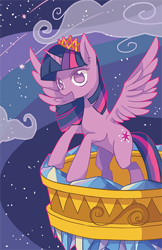 Size: 400x618 | Tagged: safe, artist:ujey02, twilight sparkle, twilight sparkle (alicorn), alicorn, pony, female, mare, night, solo, tiara