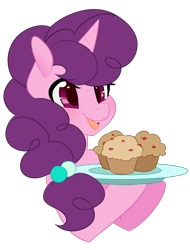 Size: 800x1050 | Tagged: safe, artist:duskyamore, sugar belle, the cutie map, muffin, plate, simple background, solo, transparent background