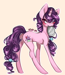 Size: 520x600 | Tagged: safe, artist:notthemosttalented, sugar belle, pony, unicorn, the cutie map, blushing, cute, eye clipping through hair, female, mare, mouth hold, plate, plot, solo, sugarbetes