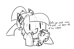 Size: 1486x997 | Tagged: safe, artist:neuro, oc, oc only, oc:anon, oc:peep, oc:tweet, bird pone, chips, cute, female, foal, monochrome, mother, mother and child, mother and son, parent and child, scrunchy face, sketch
