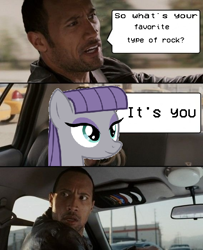 Size: 568x700 | Tagged: safe, maud pie, comic, dwayne johnson, forced meme, maudwayne, meme, race to witch mountain, rock, the rock