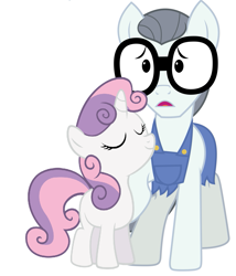 Size: 891x1039 | Tagged: safe, silver shill, sweetie belle, claire corlett, ian james corlett, voice actor joke