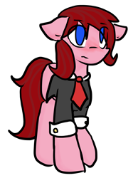 Size: 2100x2810 | Tagged: safe, artist:candel, oc, oc only, oc:maple sugar, pony, blushing, clothes, cute, solo, suit