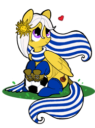 Size: 501x670 | Tagged: safe, artist:kiguren, oc, oc only, pegasus, pony, female, floating heart, football, heart, mare, nation ponies, simple background, sitting, smiling, transparent background, uruguay