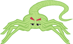 Size: 1101x667 | Tagged: safe, tree hugger, alien, make new friends but keep discord, alien (franchise), badumsquish approved, facehugger, lidded eyes, looking at you, not salmon, pun, simple background, smiling, solo, transparent background, wat