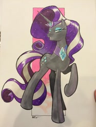 Size: 600x800 | Tagged: safe, artist:tonyfleecs, nightmare rarity, pony, unicorn, female, looking at you, mare, solo, traditional art