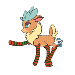 Size: 800x800 | Tagged: safe, artist:anonymous, velvet reindeer, deer, elf, winter sprite, them's fightin' herds, clothes, community related, drawfag, socks, striped socks