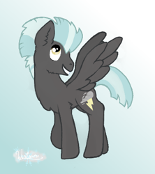 Size: 400x450 | Tagged: safe, artist:wintaura, thunderlane, pegasus, pony, cute, looking up, male, sky, solo, stallion