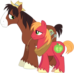 Size: 1600x1569 | Tagged: safe, artist:missgoldendragon, big macintosh, trouble shoes, earth pony, pony, appleoosa's most wanted, frown, male, simple background, size comparison, size difference, stallion, standing, transparent background, unshorn fetlocks, vector