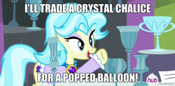 Size: 1241x617 | Tagged: safe, amethyst gleam, ammie thyst, bad trade ammie, balloon popping, image macro, meme