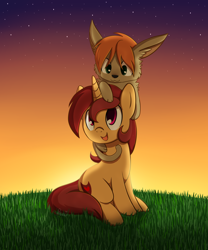 Size: 1000x1200 | Tagged: safe, artist:maplesunrise, oc, oc only, oc:fira redhoof, cat, pony, unicorn, happy, piggyback ride, smiling