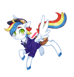 Size: 670x700 | Tagged: safe, artist:lemonheart, oc, oc only, pegasus, pony, clothes, mailpony, simple background, solo, transparent background, uniform