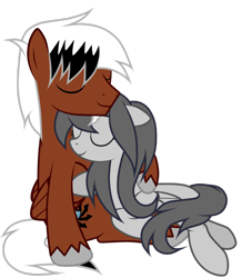 Size: 852x937 | Tagged: safe, oc, oc only, oc:gray, oc:yoxy, pegasus, pony, eyes closed, female, male, oc x oc, shipping, snuggling, straight