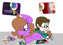 Size: 700x500 | Tagged: safe, artist:emmymew13, bon bon, discord, sweetie drops, oc, oc:emmy, king candy, pencil, ponified, self ponidox, turbo, vanellope von schweetz, wreck-it ralph